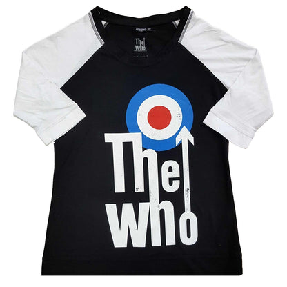 Black-White - Front - The Who Womens-Ladies Elevated Target Cotton Raglan T-Shirt
