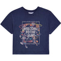 Navy Blue - Front - Space Jam Womens-Ladies Welcome To The Jam Character Cotton Cropped T-Shirt