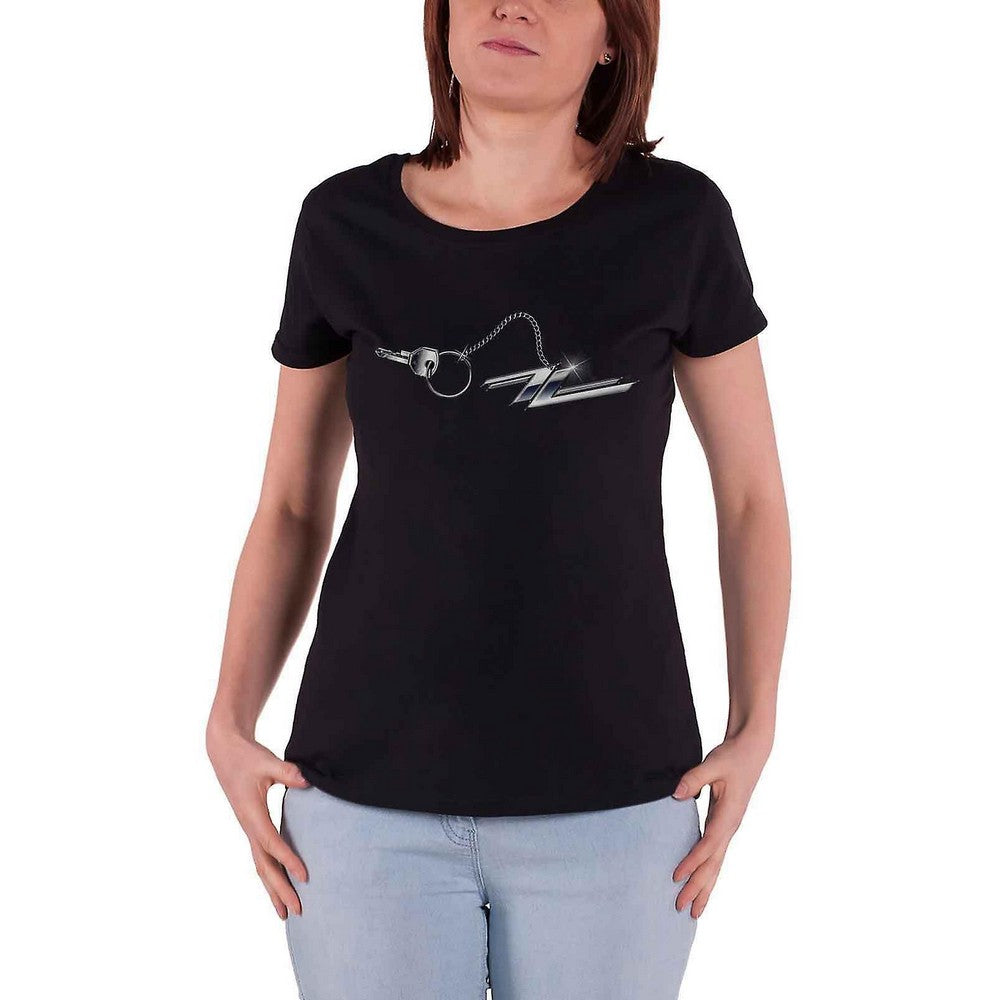Black - Front - ZZ Top Womens-Ladies Hot Rod Keychain Cotton T-Shirt
