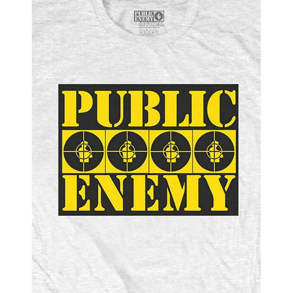 White - Side - Public Enemy Unisex Adult Logo Cotton T-Shirt
