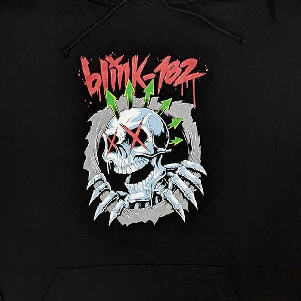 Black - Back - Blink 182 Unisex Adult Six Arrow Skull Hoodie