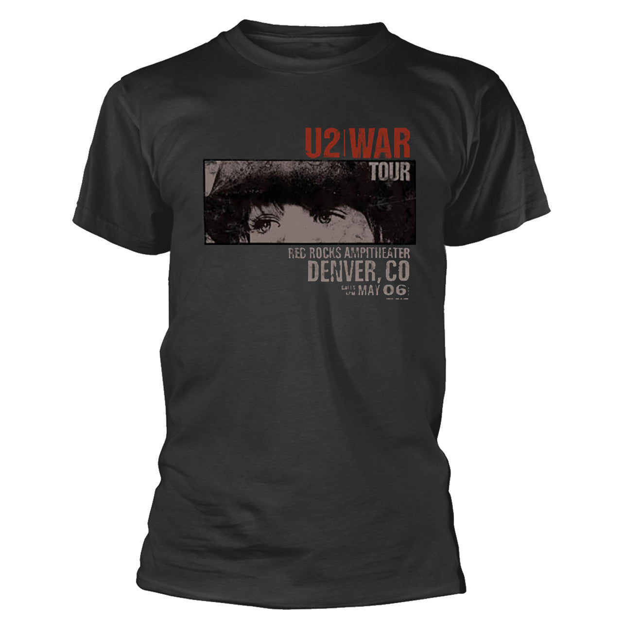 Vintage Black - Front - U2 Unisex Adult War Red Rocks T-Shirt