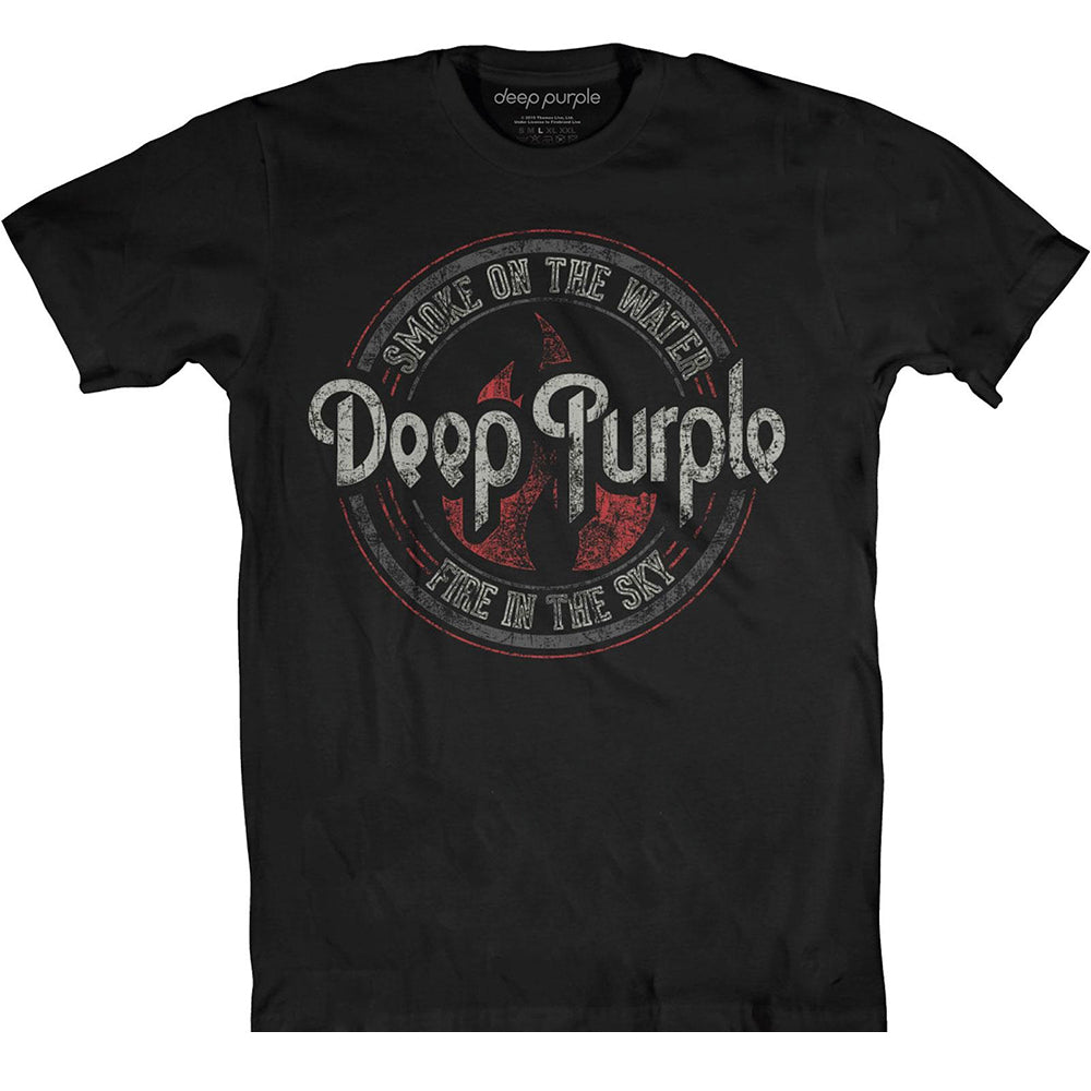 Black - Front - Deep Purple Unisex Adult Smoke Circle Cotton T-Shirt