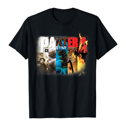 Black - Front - Pantera Unisex Adult Album Collage Cotton T-Shirt