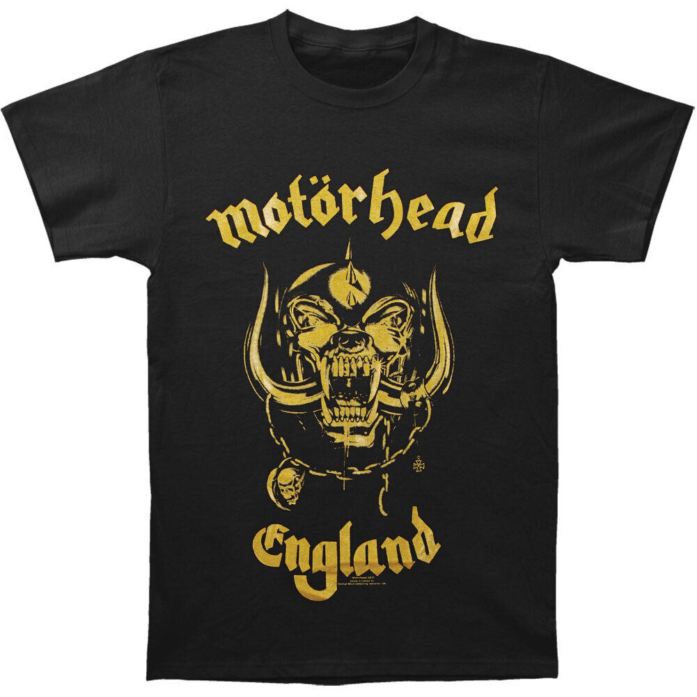 Black - Front - Motorhead Unisex Adult England Classic Gold T-Shirt