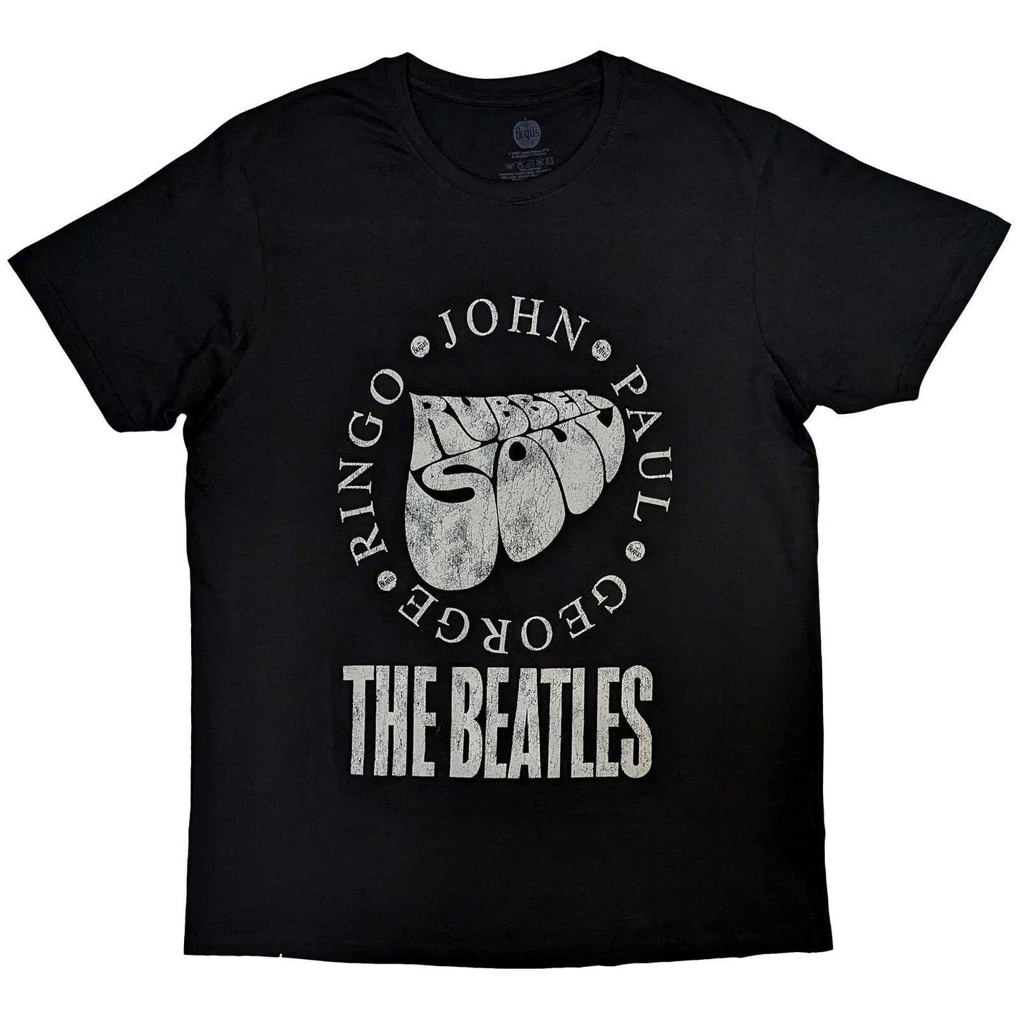Black - Front - The Beatles Unisex Adult Rubber Soul Names Cotton T-Shirt
