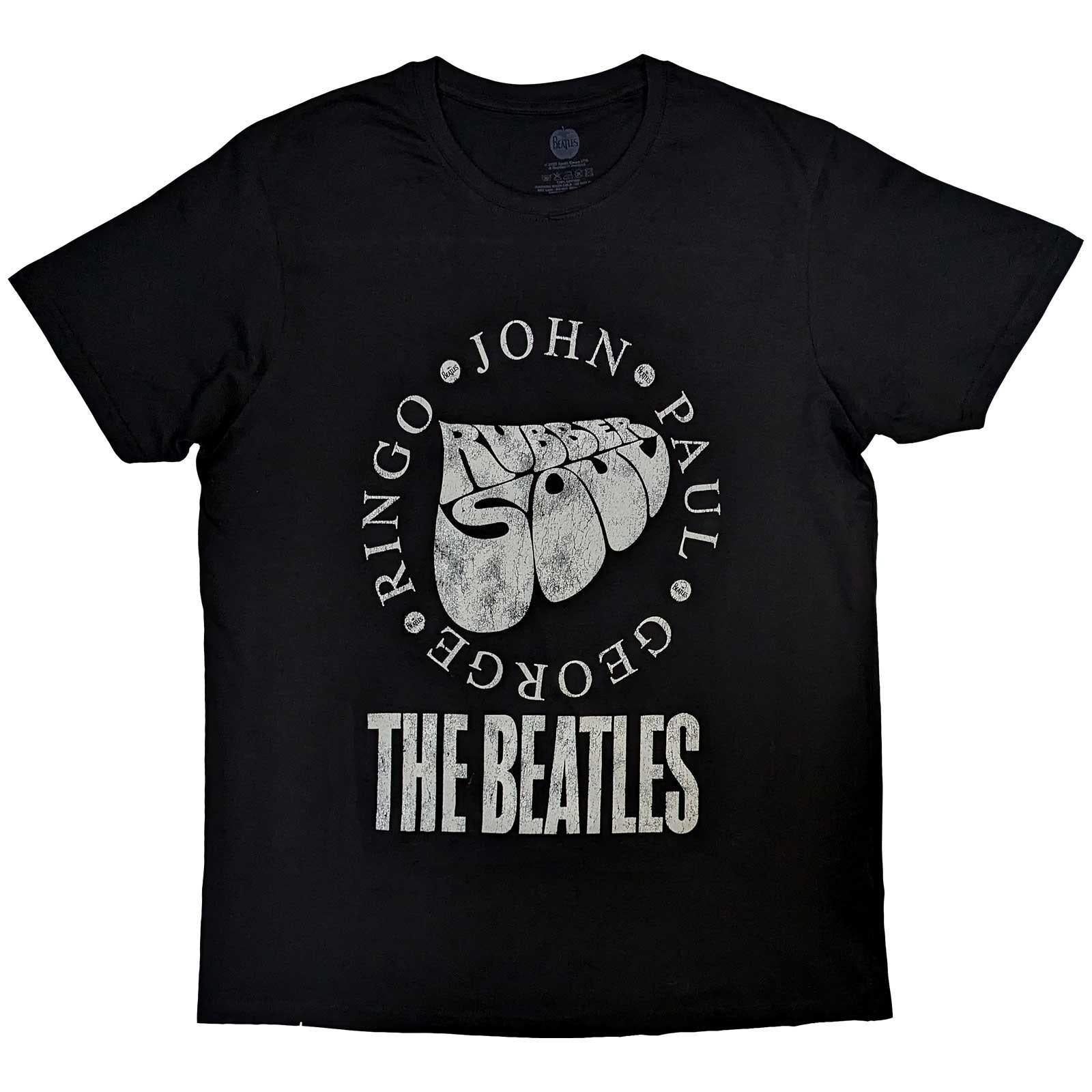 Black - Front - The Beatles Unisex Adult Rubber Soul Names Cotton T-Shirt