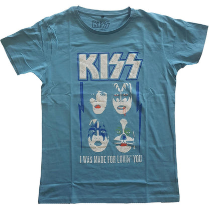 Blue - Front - Kiss Unisex Adult Made For Lovin´ You Cotton T-Shirt