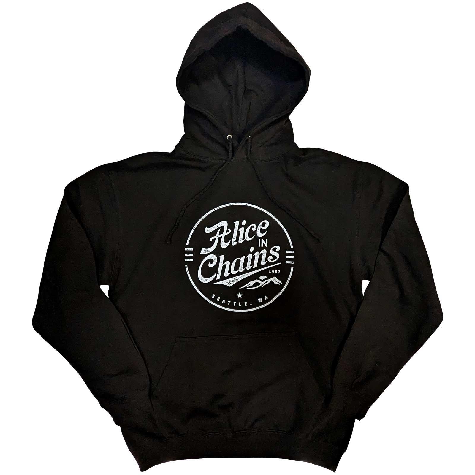 Black - Front - Alice In Chains Unisex Adult Circle Emblem Pullover Hoodie