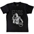 Black - Front - Sun Records Unisex Adult Live Elvis Presley Portrait T-Shirt