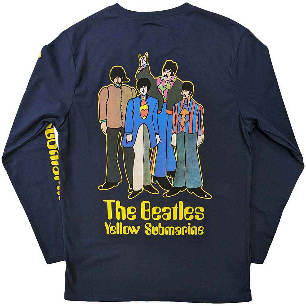 Navy Blue - Back - The Beatles Unisex Adult Yellow Submarine Band Cotton T-Shirt