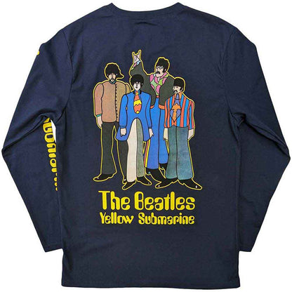 Navy Blue - Back - The Beatles Unisex Adult Yellow Submarine Band Cotton T-Shirt