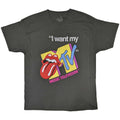 Charcoal Grey - Front - MTV Unisex Adult I Want My MTV Rolling Stones Logo T-Shirt
