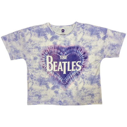 White-Blue - Back - The Beatles Womens-Ladies Heart Logo Pyjama Set