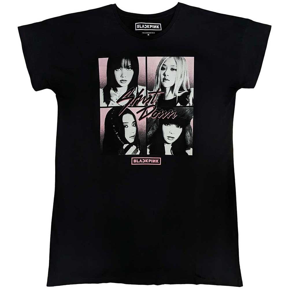 Black - Front - BlackPink Womens-Ladies Grid Photos Nightie