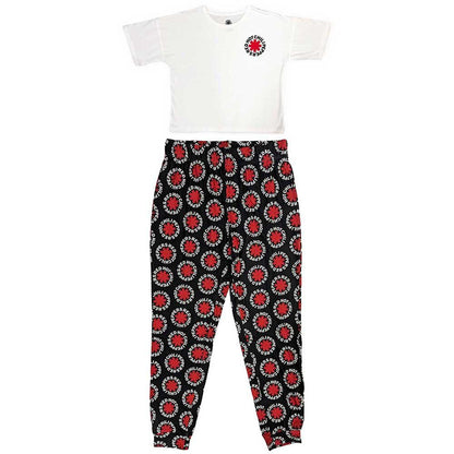 Black-White-Red - Front - Red Hot Chilli Peppers Womens-Ladies Classic Asterisk Pyjama Set
