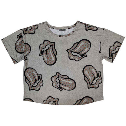 Grey - Back - The Rolling Stones Womens-Ladies Heart Logo Pyjama Set
