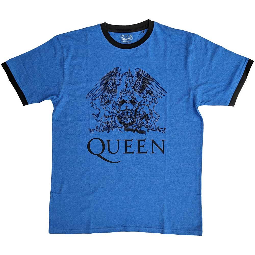 Blue - Front - Queen Unisex Adult Crest Logo T-Shirt
