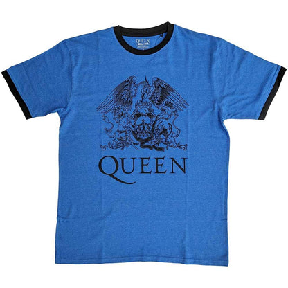 Blue - Front - Queen Unisex Adult Crest Logo T-Shirt