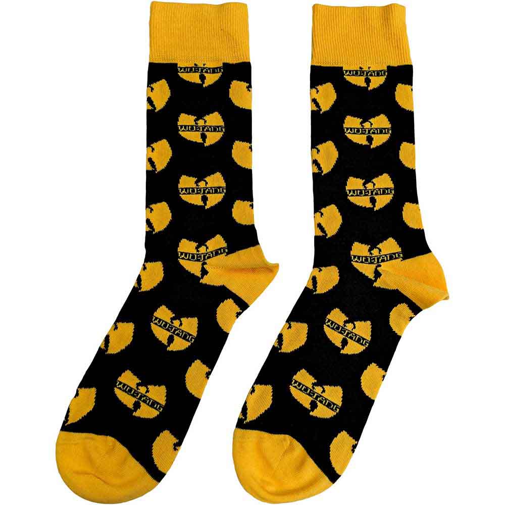 Black-Yellow - Back - Wu-Tang Clan Unisex Adult Repeat Logo Socks
