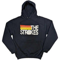 Navy Blue - Front - The Strokes Unisex Adult Stripe Logo Hoodie