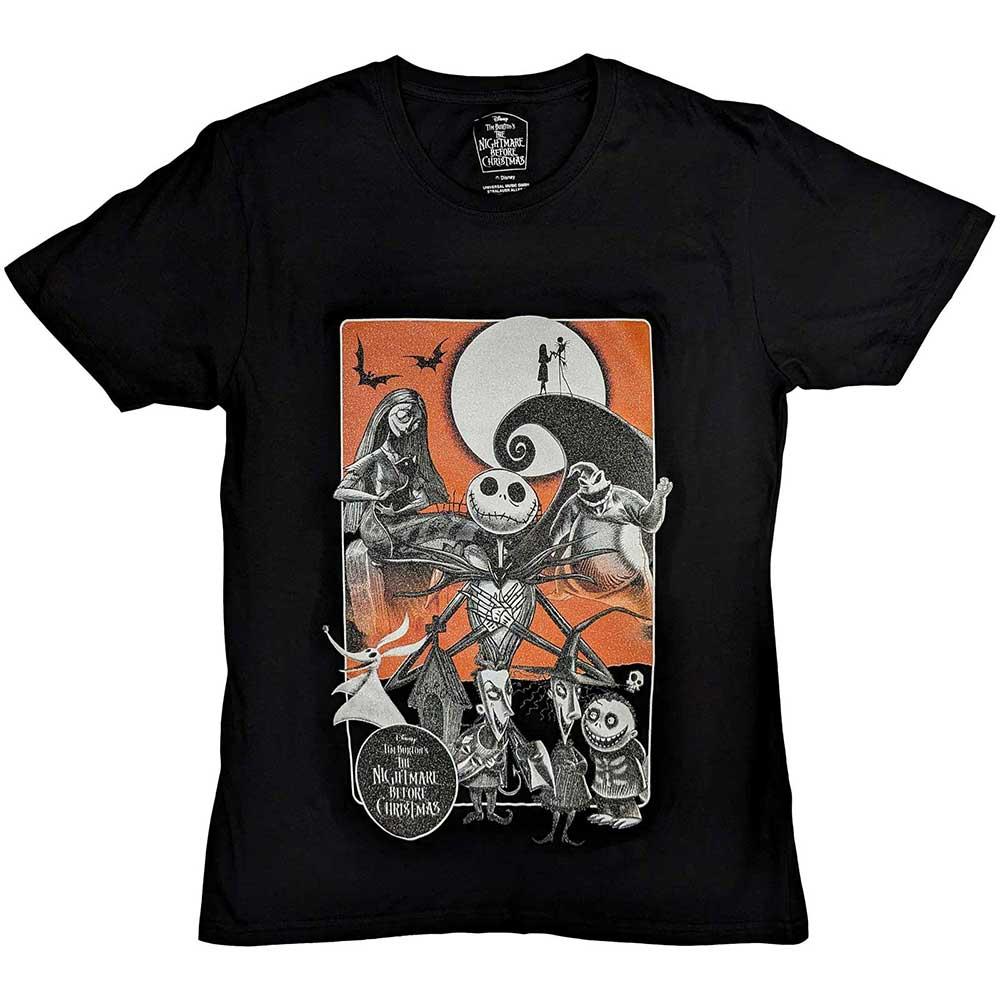 Black-Orange - Front - Nightmare Before Christmas Unisex Adult Moon Embellished T-Shirt