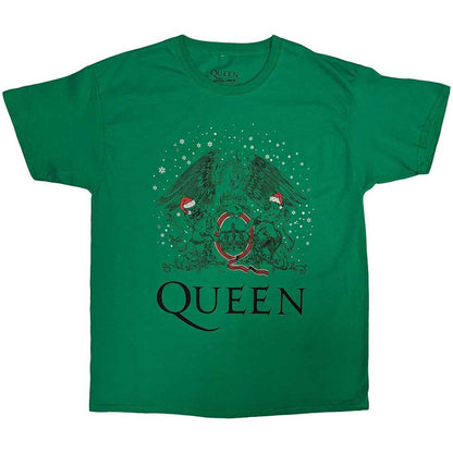 Green - Front - Queen Unisex Adult Holiday Crest Christmas T-Shirt