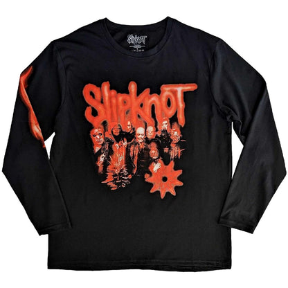 Black-Red - Front - Slipknot Unisex Adult The End So Far Tribal Logo & Nonagram Back Print Long-Sleeved T-Shirt