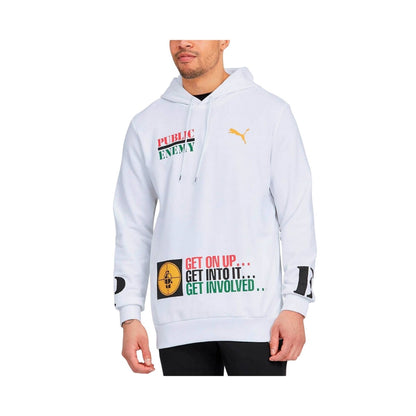 White - Side - Public Enemy Unisex Adult Fight The Power Back Print Hoodie