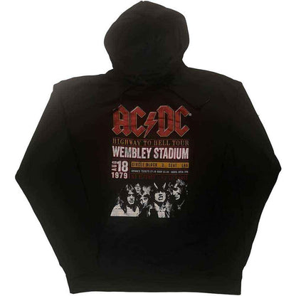 Black - Front - AC-DC Unisex Adult Wembley ´79 Eco Friendly Hoodie