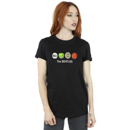 Black - Side - The Beatles Unisex Adult Apple And Drums Cotton T-Shirt