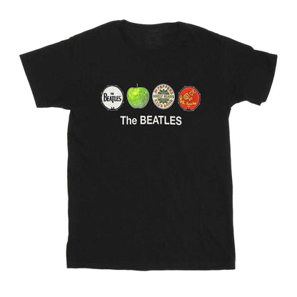 Black - Front - The Beatles Unisex Adult Apple And Drums Cotton T-Shirt