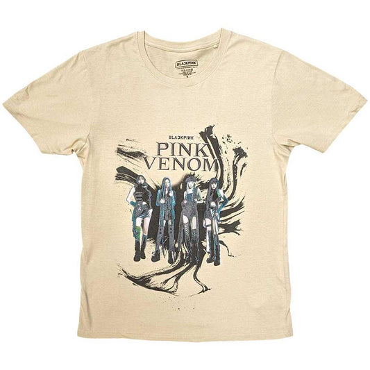Sand - Front - BlackPink Unisex Adult Pink Venom Oil Stroke T-Shirt