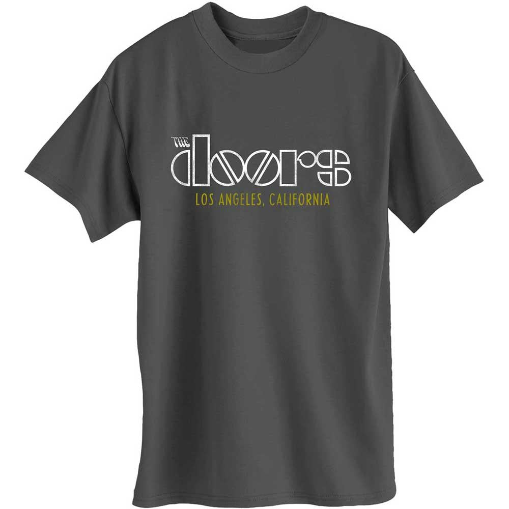 Charcoal Grey - Front - The Doors Unisex Adult LA California Cotton T-Shirt