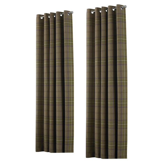 Thistle - Front - Riva Home Aviemore Checked Pattern Ringtop Curtains