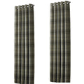 Natural - Front - Riva Home Aviemore Checked Pattern Ringtop Curtains