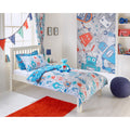 Blue - Front - Riva Home Robot Pencil Pleat Curtains