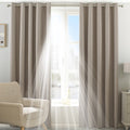 Natural - Side - Riva Home Eclipse Blackout Eyelet Curtains