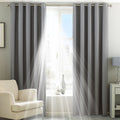Silver - Side - Riva Home Eclipse Blackout Eyelet Curtains