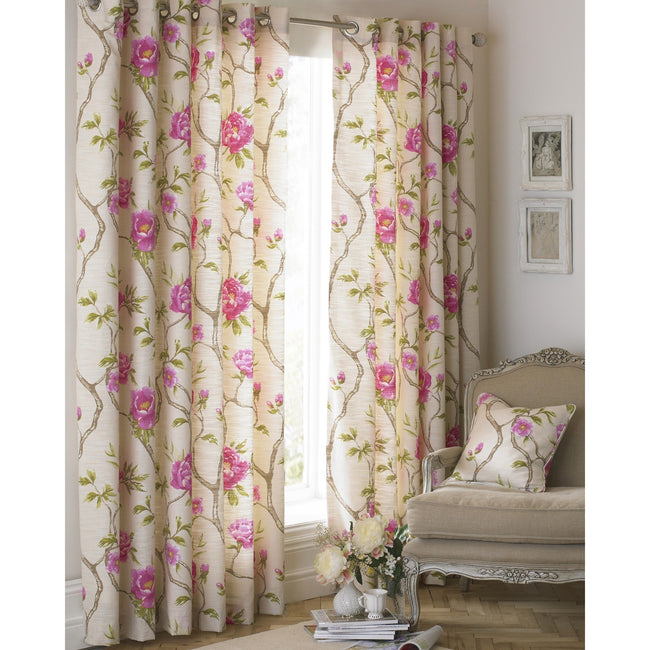 Fuchsia - Front - Riva Home Rosemoor Eyelet Curtains
