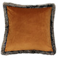Rust - Front - Riva Home Kiruna Faux Fur Edged Velvet Style Square Cushion Cover