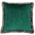 Emerald Green - Front - Riva Home Kiruna Faux Fur Edged Velvet Style Square Cushion Cover