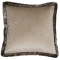 Taupe - Front - Riva Home Kiruna Faux Fur Edged Velvet Style Square Cushion Cover