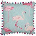 Duck Egg - Front - Riva Home Flamingo Pom Pom Edged Square Cushion Cover