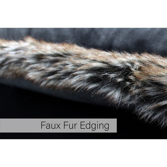 Smokey Grey - Back - Riva Paoletti Kiruna Faux Fur Edged Square Cushion Cover