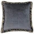 Smokey Grey - Front - Riva Paoletti Kiruna Faux Fur Edged Square Cushion Cover