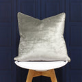 Silver - Side - Riva Paoletti Luxe Velvet Cushion Cover