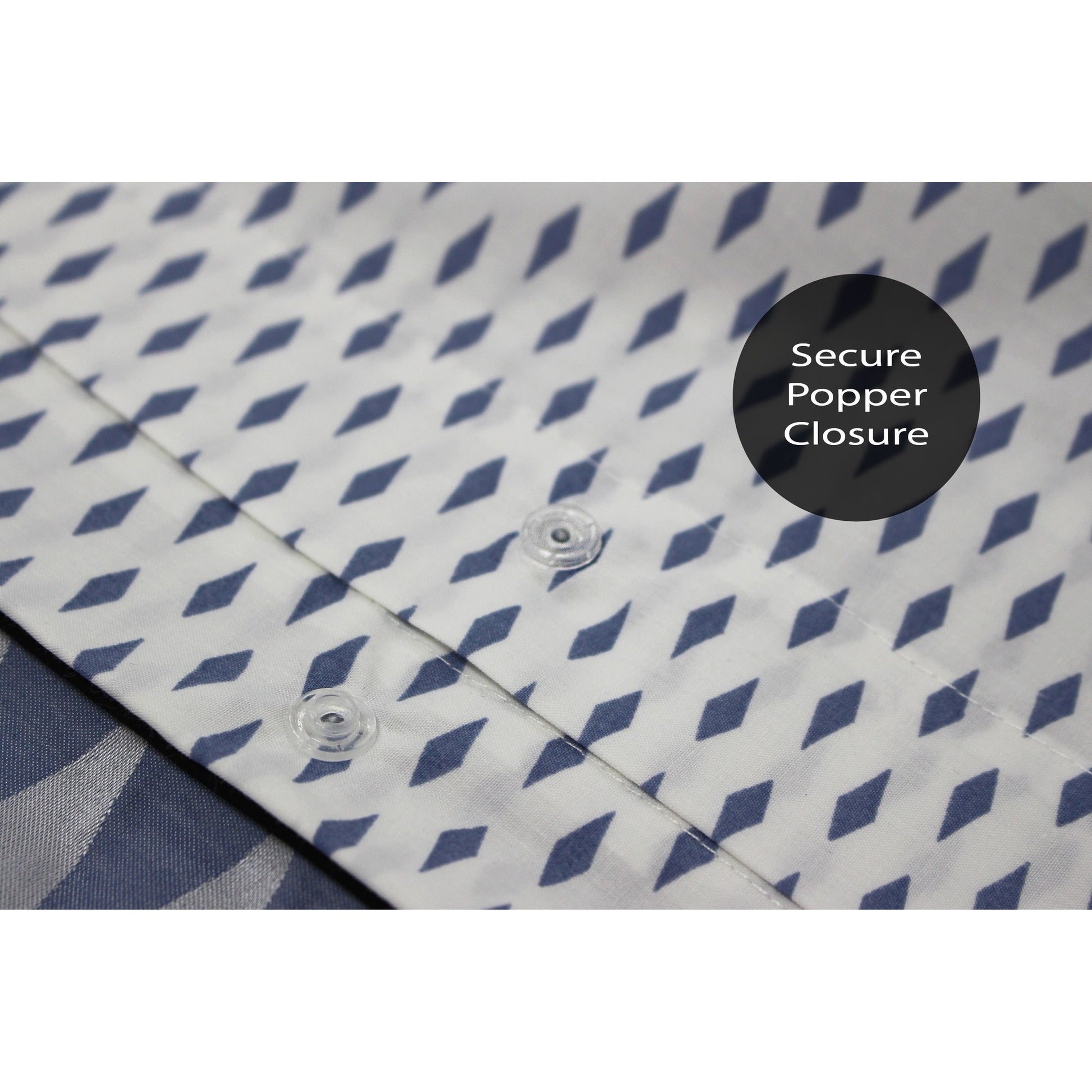 Indigo - Side - Linen House Northbrook Duvet Cover Set