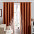 Orange - Front - Riva Paoletti Eclipse Ringtop Eyelet Curtains