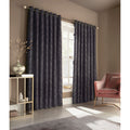 Navy - Back - Furn Himalaya Jacquard Design Eyelet Curtains (Pair)